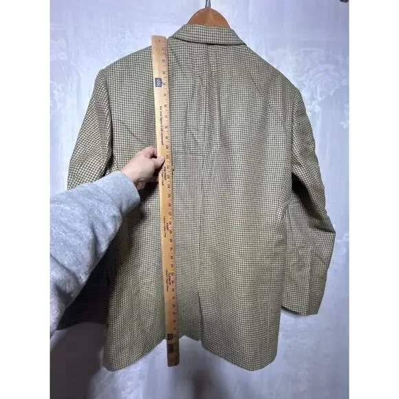 Vintage Burberrry London Sport Coat 43R Brown Tan Houndstooth Suit - Picture 14 of 15